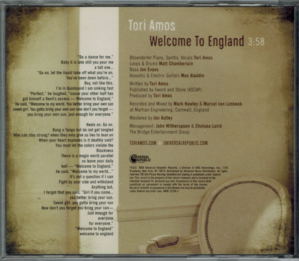 Tori Amos : Welcome To England (CD, Single, Promo)