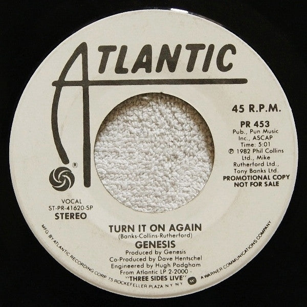 Genesis : Paperlate / Turn It On Again (Live) (7", Promo)