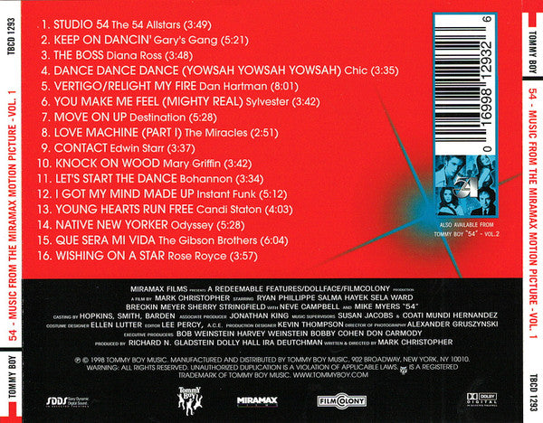 Various : 54 (Music From The Miramax Motion Picture - Volume 1) (CD, Comp)