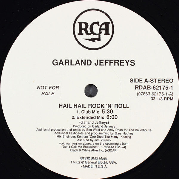 Garland Jeffreys : Hail Hail Rock 'N' Roll (12", Promo)