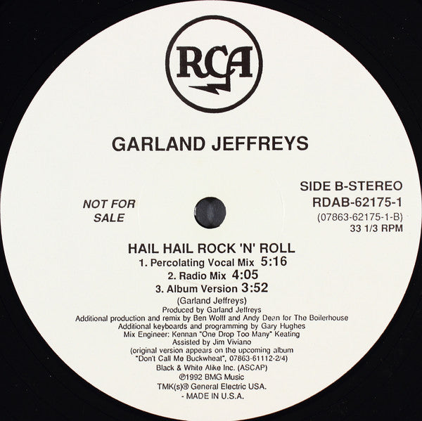 Garland Jeffreys : Hail Hail Rock 'N' Roll (12", Promo)