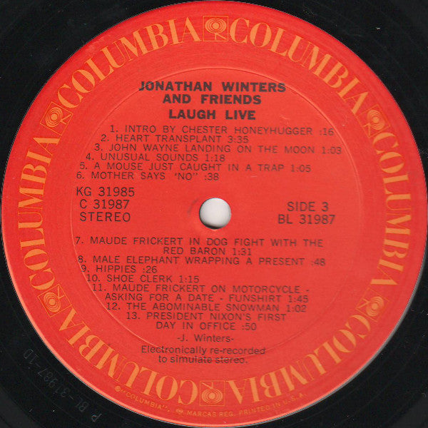 Jonathan Winters : Jonathan Winters And Friends Laugh...Live (2xLP, Comp)