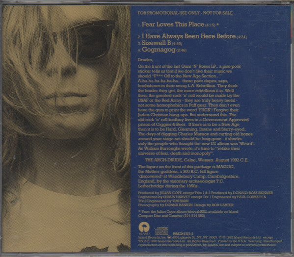 Julian Cope : Fear Loves This Place (A JehovaKill Companion) (CD, Single, Promo)