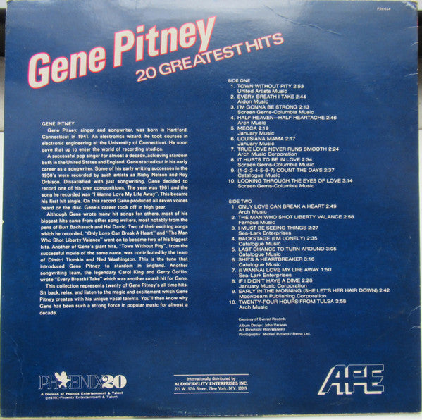 Gene Pitney : 20 Greatest Hits (LP, Comp)