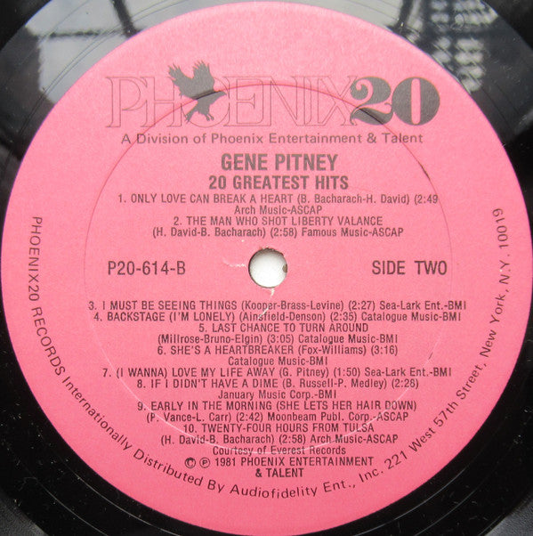 Gene Pitney : 20 Greatest Hits (LP, Comp)