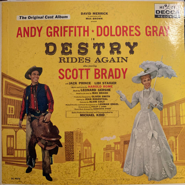 Andy Griffith - Dolores Gray : Destry Rides Again - The Original Cast Album (LP, Album, Mono)
