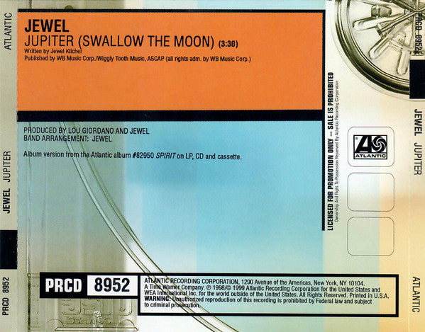 Jewel : Jupiter (Swallow The Moon) (CD, Single, Promo)