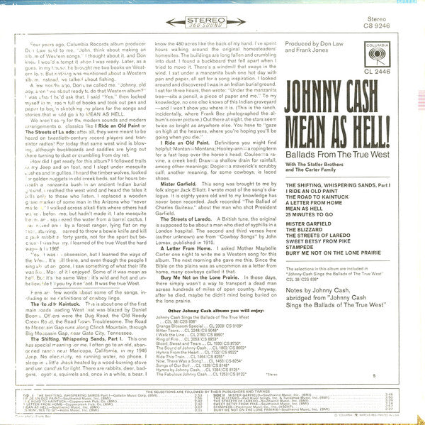 Johnny Cash : Mean As Hell! - Ballads From The True West (LP, Album, San)