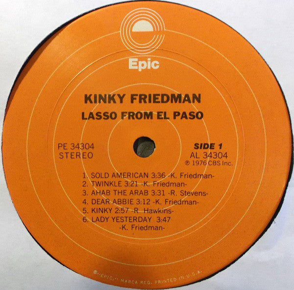 Kinky Friedman : Lasso From El Paso (LP, Album, San)