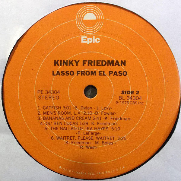 Kinky Friedman : Lasso From El Paso (LP, Album, San)