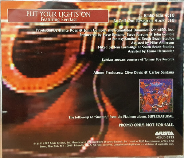 Santana Featuring Everlast : Put Your Lights On (CD, Single, Promo)
