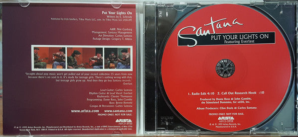 Santana Featuring Everlast : Put Your Lights On (CD, Single, Promo)