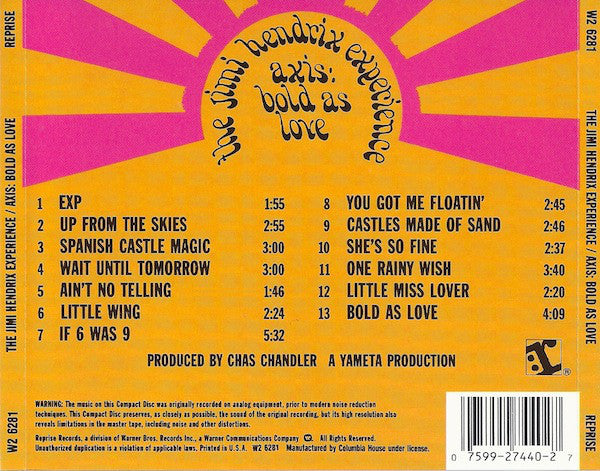 The Jimi Hendrix Experience : Axis: Bold As Love (CD, Album, Club, RE, RM)