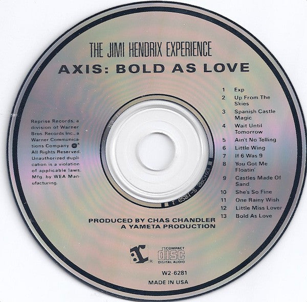 The Jimi Hendrix Experience : Axis: Bold As Love (CD, Album, Club, RE, RM)