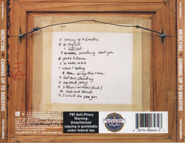MercyMe : Coming Up To Breathe (CD, Album)