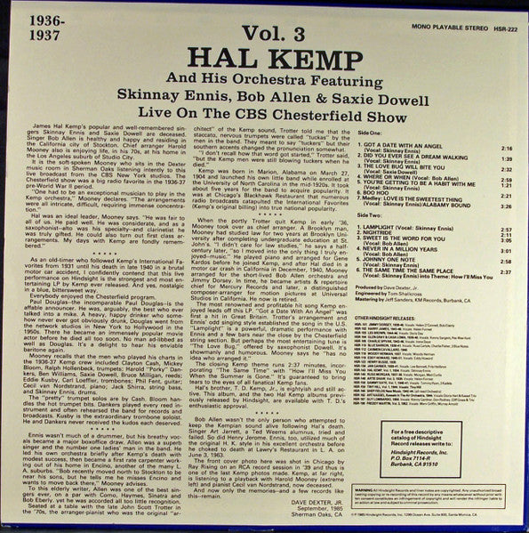 Hal Kemp And His Orchestra : The Uncollected Hal Kemp, Vol. 3, 1936-1937 (LP, Album, Mono)