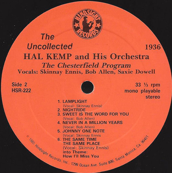 Hal Kemp And His Orchestra : The Uncollected Hal Kemp, Vol. 3, 1936-1937 (LP, Album, Mono)