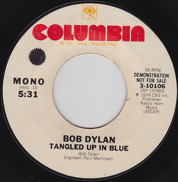 Bob Dylan : Tangled Up In Blue (7", Mono, Promo, Styrene)