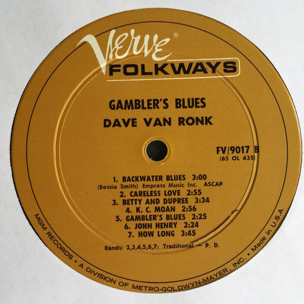 Dave Van Ronk : Gambler's Blues (LP, Mono, RE)