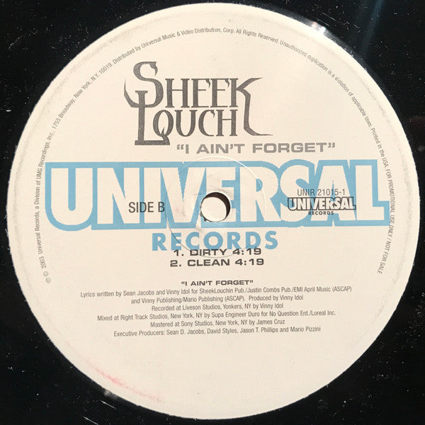 D-Block Presents Sheek Louch : Ok b/w I Ain't Forget (12", Promo)