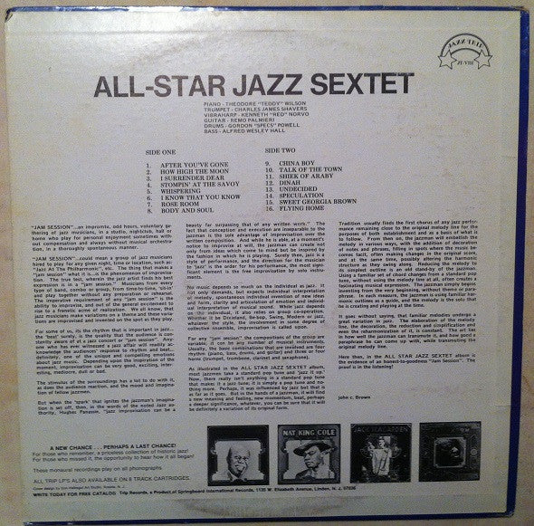 All Star Jazz Sextet : A Jam Session With The All Star Jazz Sextet (LP, Comp)