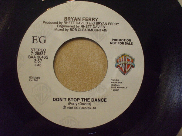 Bryan Ferry : Don't Stop The Dance (7", Promo)
