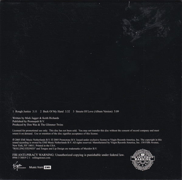The Rolling Stones : Rough Justice / Back Of My Hand / Streets Of Love (CD, EP, Promo)