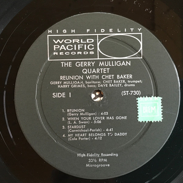 Gerry Mulligan Quartet : Reunion With Chet Baker (LP, Album, Mono, Dee)