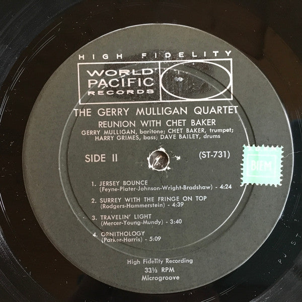 Gerry Mulligan Quartet : Reunion With Chet Baker (LP, Album, Mono, Dee)