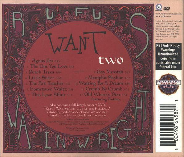 Rufus Wainwright : Want Two (CD, Album + DVD-V + RE)