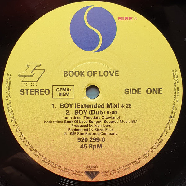 Book Of Love : Boy (12", Maxi)
