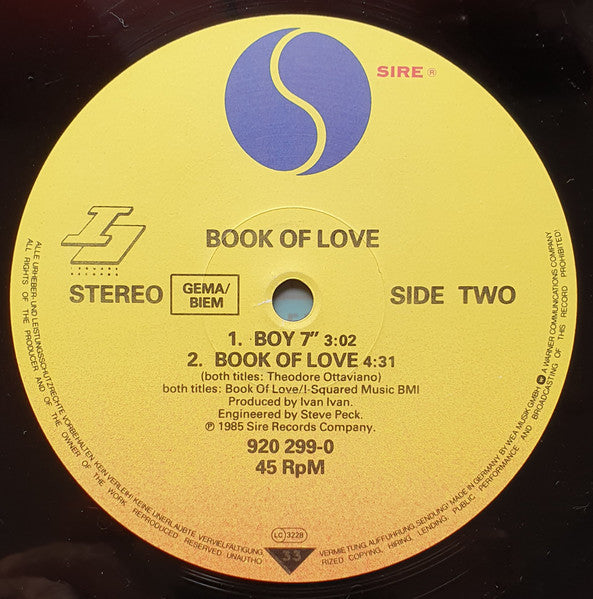 Book Of Love : Boy (12", Maxi)