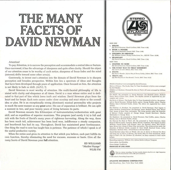 David "Fathead" Newman : The Many Facets Of David Newman (LP, RE)