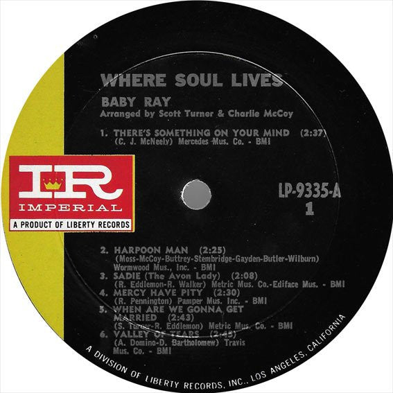 Baby Ray (2) : Where Soul Lives (LP, Album, Mono)