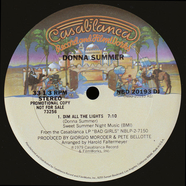 Donna Summer : Dim All The Lights (12", S/Sided, Promo)