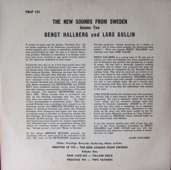 Bengt Hallberg Trio, Lars Gullin Quartet : Bengt Hallberg And Lars Gullin (10")