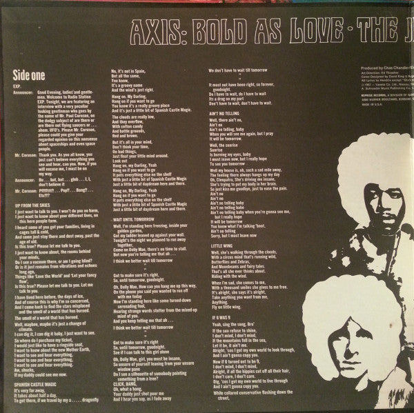 The Jimi Hendrix Experience : Axis: Bold As Love (LP, Album, RE, San)