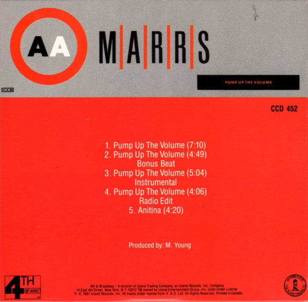 M|A|R|R|S : Pump Up The Volume (CD, Maxi, Car)