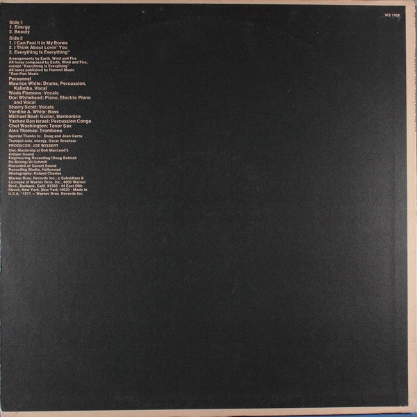 Earth, Wind & Fire : The Need Of Love (LP, Album, Pit)
