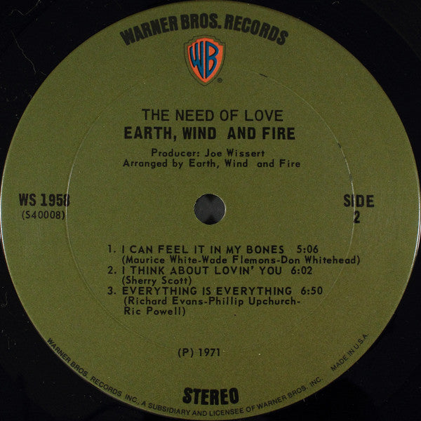 Earth, Wind & Fire : The Need Of Love (LP, Album, Pit)