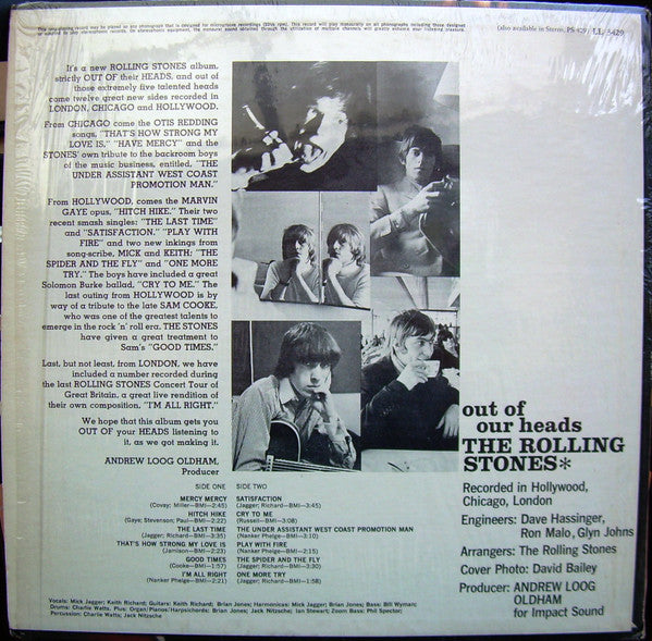 The Rolling Stones : Out Of Our Heads (LP, Album, Mono, FFR)