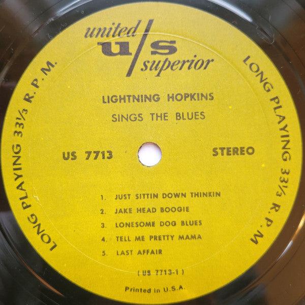Lightnin' Hopkins : Sings The Blues (LP, Comp, RE)