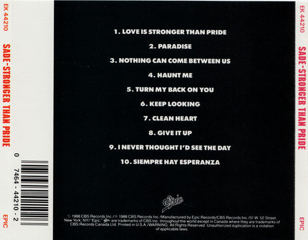 Sade : Stronger Than Pride (CD, Album, DAD)