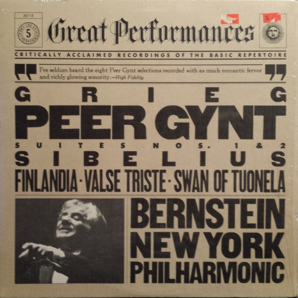 Edvard Grieg / Jean Sibelius - Leonard Bernstein, New York Philharmonic : Peer Gynt Suites No. 1 & 2 / Valse Triste, Finlandia, The Swan Of Tuonela (LP, Album)