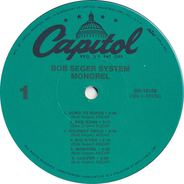 Bob Seger System : Mongrel (LP, Album, RE)