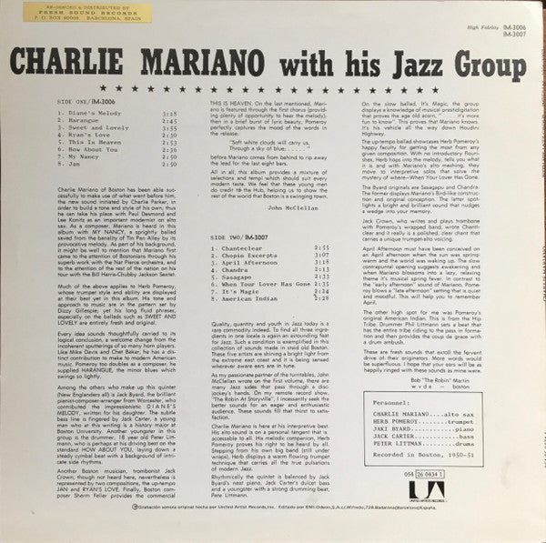 Charlie Mariano : Charlie Mariano With HIs Jazz Group (LP, Comp)