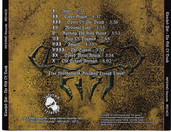 Clenched Fist (2) : The Gift Of Death (CD, Album)