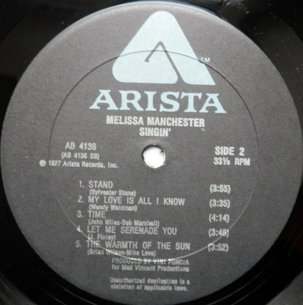Melissa Manchester : Singin' (LP, Album, Club)