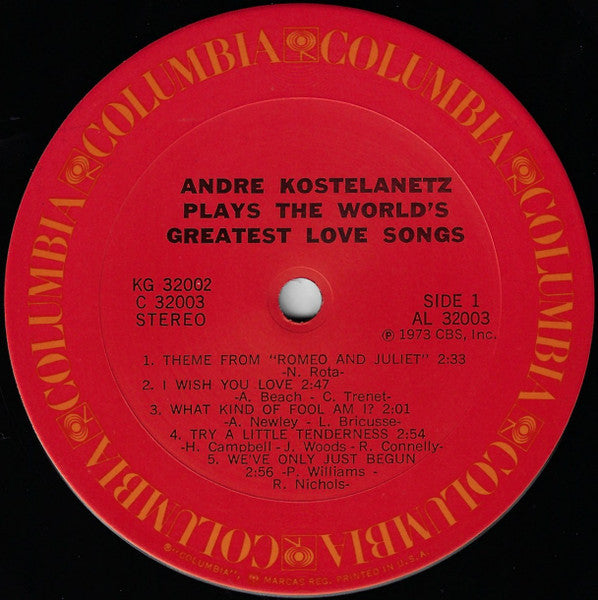 André Kostelanetz : Kostelanetz Plays The World's Greatest Love Songs (2xLP, Comp)