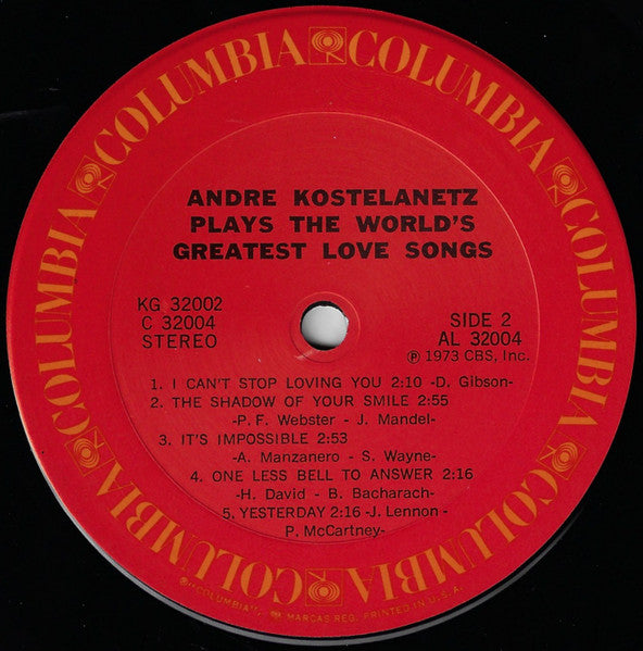 André Kostelanetz : Kostelanetz Plays The World's Greatest Love Songs (2xLP, Comp)